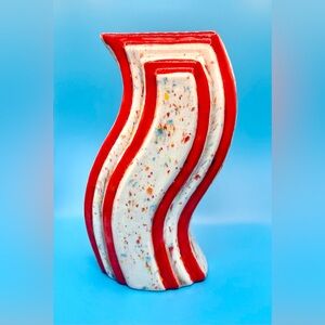 MCM Mid-Century Modern Pottery Ceramic Confetti Glaze Vase Retro Vintage Atomic